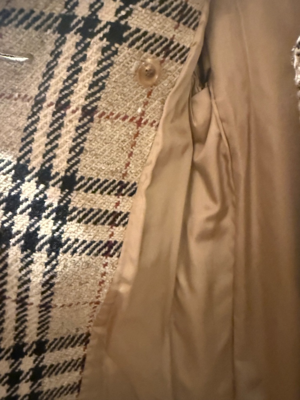 Burberry London Nova Check Wool Bouclé Double Breasted Pea Coat Size 6 Vintage - Picture 3 of 8